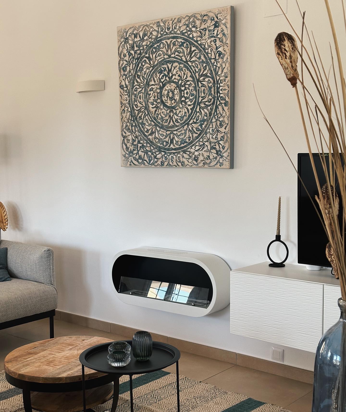 Woonkamer met bio-haard